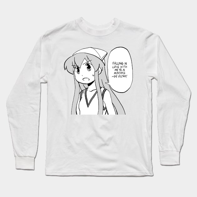 I re-draw ika-chan saying Falling in love with me is a mistake de geso / Shinryaku Ika Musume meme Long Sleeve T-Shirt by mudwizard